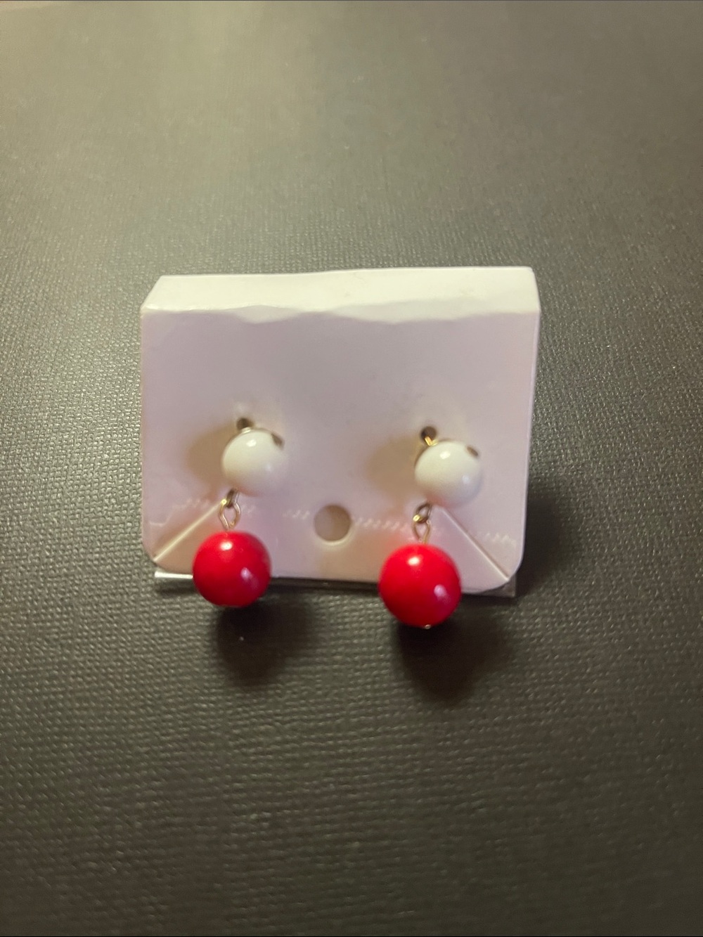 Red & White Beaded Drop Earrings - Women Jewelry